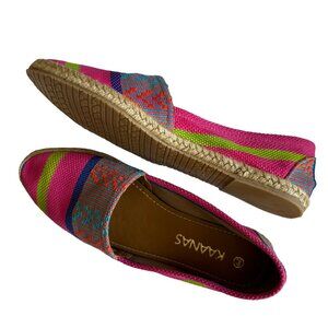 Anthropologie Kanaas Women's Canvas Stripe Espadrille Slip On Flat Preppy Summer